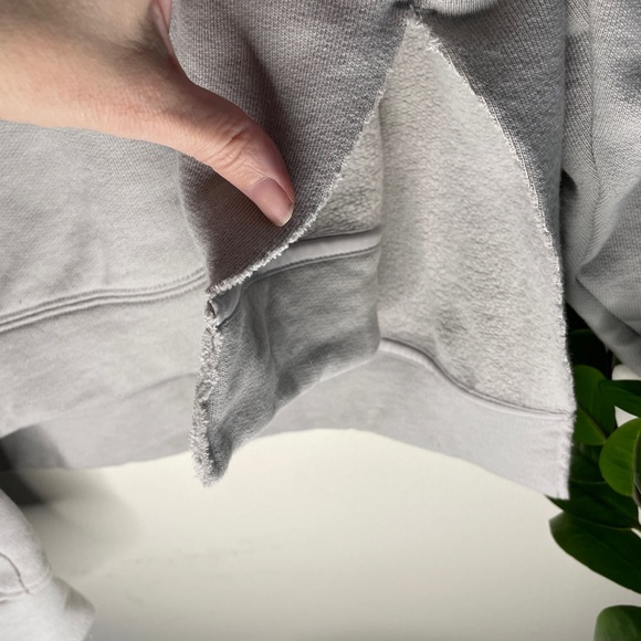 Lafayette 148 NY Medford crew neck sweatshirt gray sage crop cotton luxury large - Picture 6 of 10